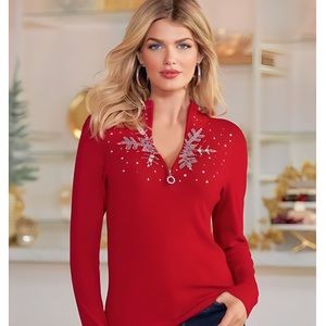 Boston Proper Snowflake Zip Sweater